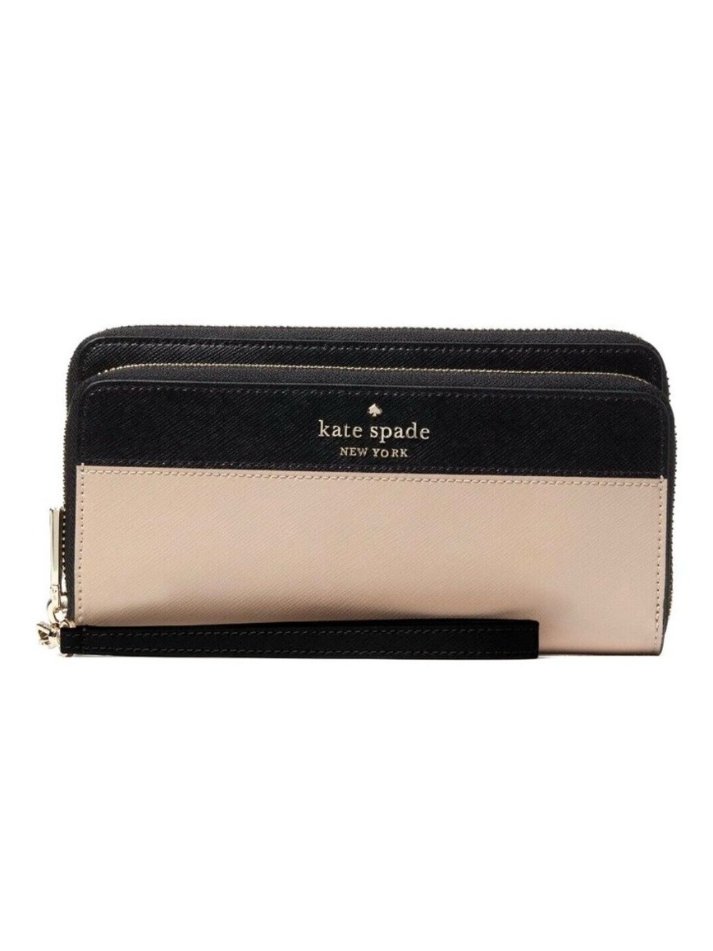 kate spade Two-Tone Black & Beige Zip Wristlet Wallet